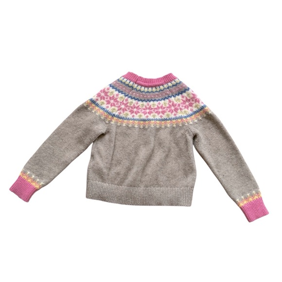Boden Gray Pink Wool Blend Fair Isle Sweater Knit Christmas Girls 3-4 - Picture 9 of 9
